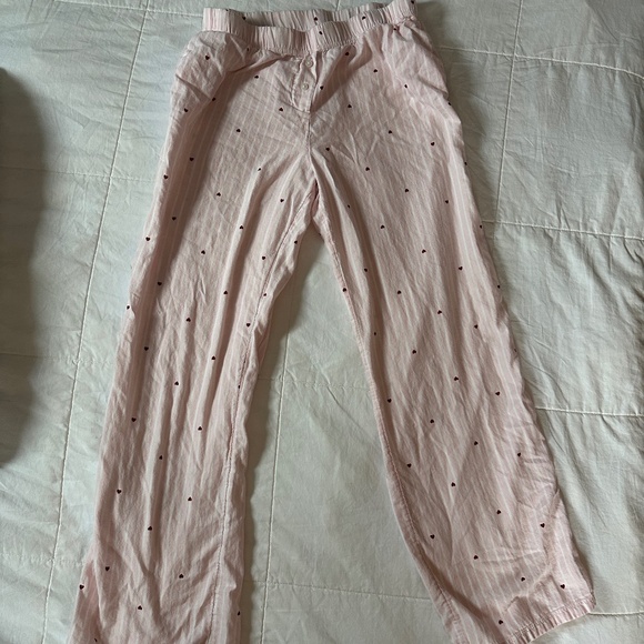 H&M Cotton Flannel Pajama Pants, Light pink/hearts, Women's Small - Picture 3 of 6